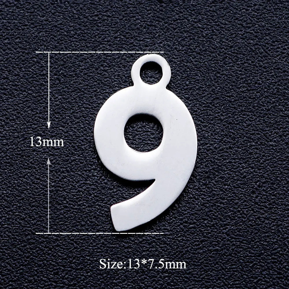 

10pcs/lot Number 1-10 16 21 DIY Jewelry Charms Wholesale 100% Stainless Steel Pendant Accessories AAAAA Quality Pendant