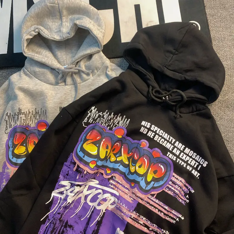 Худи в стиле Харадзюку С надписью и графическим рисунком граффити уличная одежда