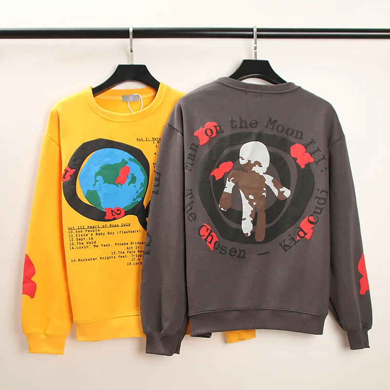 

SEVEYFAN New Men's Hip-Hop Sweatshirts Bubble Hair Letter Printing Men and Women Couples Pullovers