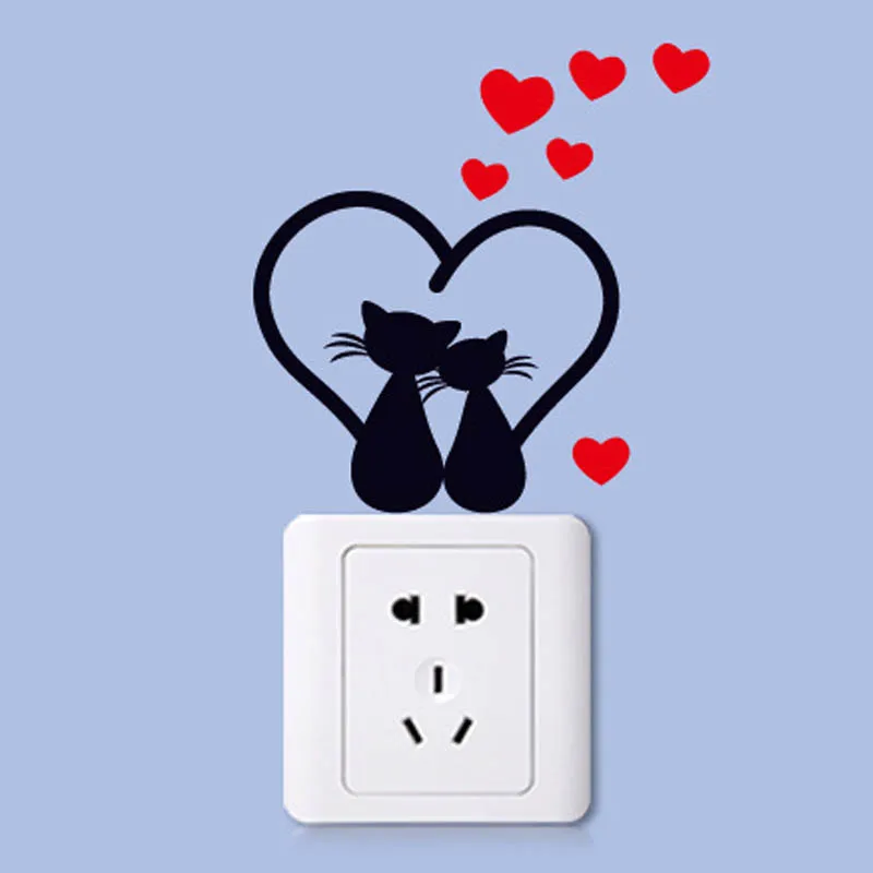 

1Pcs Switch Stickers Removable Cartoon Cute Small Cat Dog Environmental Protection Home Decor Self-adhesive Living Room Bedroom