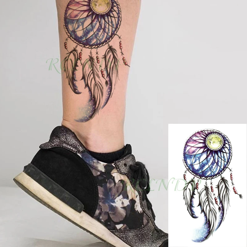 

Waterproof Temporary Tattoo Sticker Color Dreamcatcher Feather Fake Tattoo Flash Hand Arm Leg Tattoo for Girl Women Men