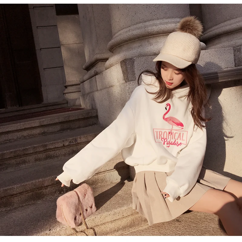 Mishow Женские толстовки женские худи с вышитой буквой и &quotфламинго&quot MX17D6233 |