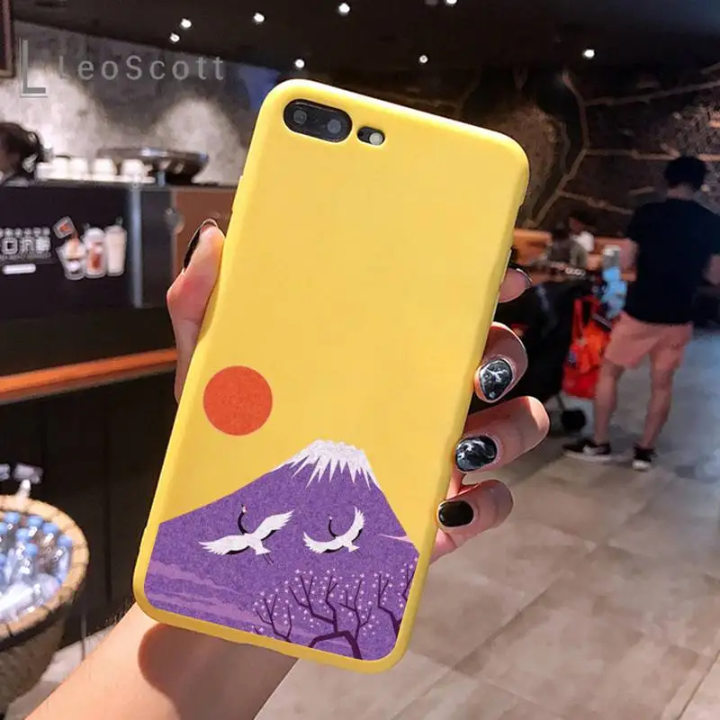 

Fuji Mountain Phone Case Yellow Candy Color for iPhone 6 7 8 11 12 s mini pro X XS XR MAX Plus