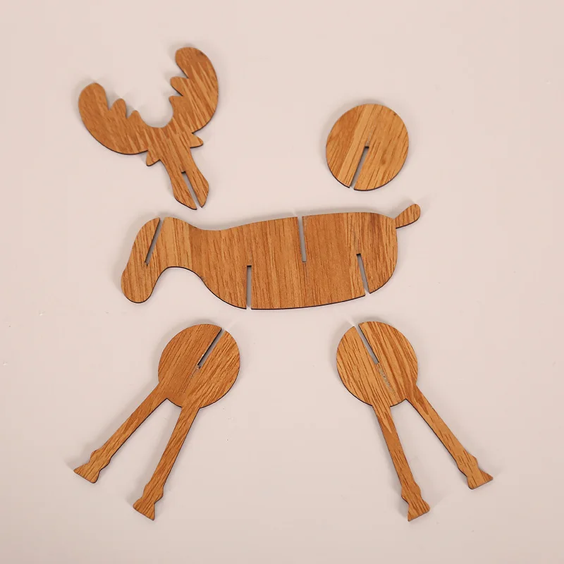 Новинка рождественские деревянные украшения для стола с оленями из дерева лося