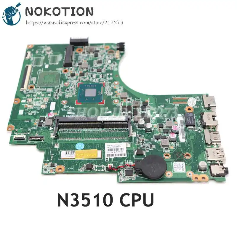 

NOKOTION For HP 15-D 250 255 Laptop Motherboard 747138-501 747138-001 747138-601 MAIN BOARD N3510 CPU DDR3