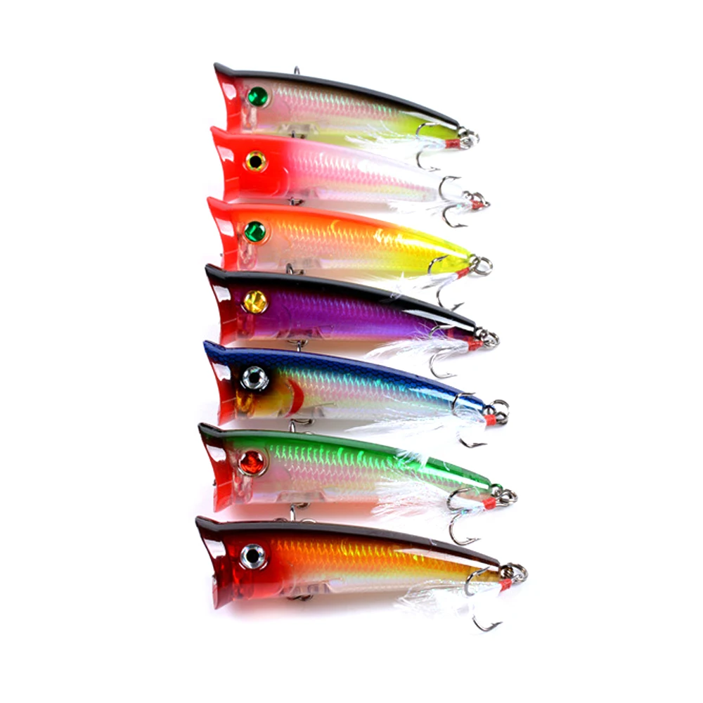 

7pcs Topwater Popper Fishing lure 7.8cm 10.5g Crankbait Iscas Artificial Wobblers Hard Bait Pesca Bass Carp Pike Tackle