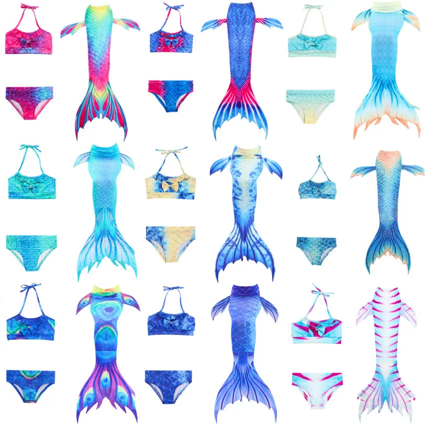 Детский Костюм Русалки для девочек комплект косплея из бюстгальтера шортов и