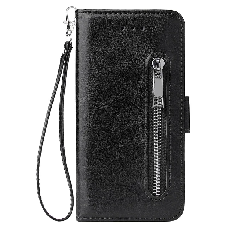 Black Flip Wallet Case For Samsung Galaxy A3 A5 A6S A8S A9 A10 A20 A30 A40 A50 A70 Leather Zipper Card Holder Stand Phone Cover - Цвет: Black