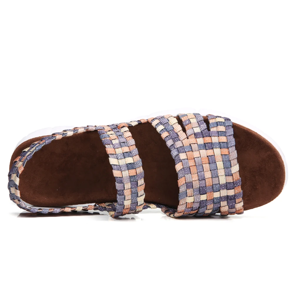 STQ 2020 Женские сандалии на плоской подошве плетеные босоножки танкетке пляжные