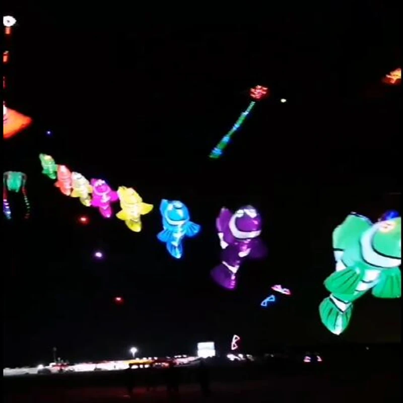 

free shipping led kites fish pendant nylon soft kites for adult outdoor squid toys electric kite control bar beach umbrella rope