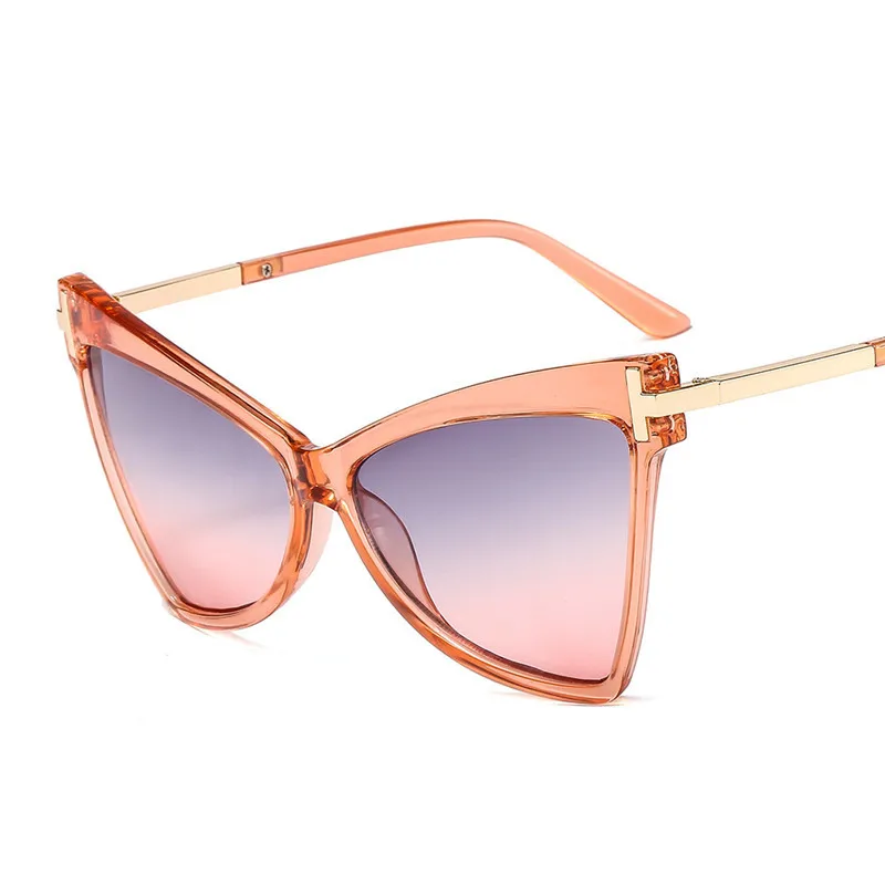 

Vintage Oversized Cat Eye Sunglasses for Women Fashion Luxury Brand eyewear Alloy Black Brown Glasses Female Elegant Big Shades
