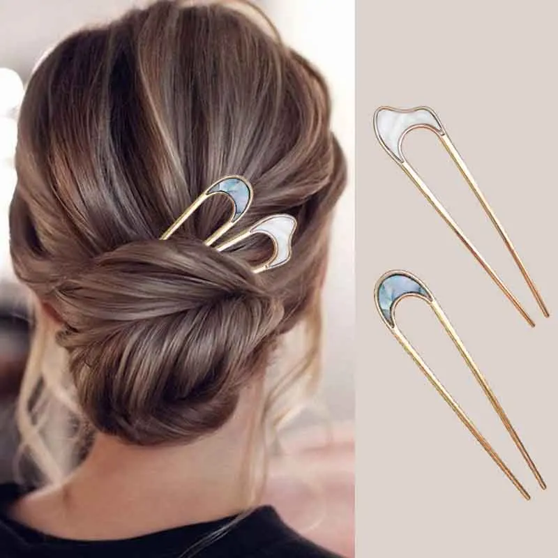

Hot Japan Minimalist Alloy Metal Conch Shell Hair Sticks For Women Girl Hairclip Tools Bun Maker Hairpins Headwear