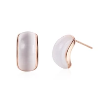 trendy semicircle arc natural opal stone 100 925 sterling silver ladies stud earrings jewelry for women gift