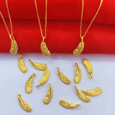 

24k pure gold feather pendant 999 real gold pendants for women
