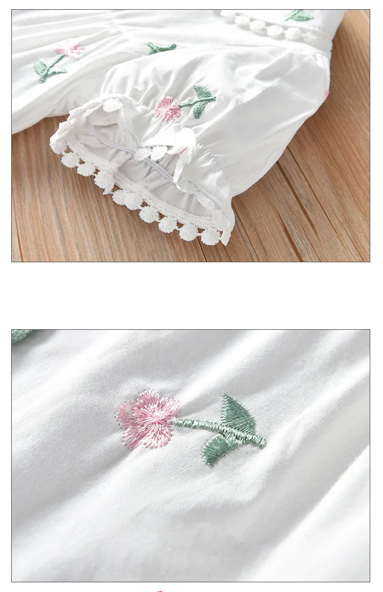 Рубашка для девочек летнее платье 2021 Милая Вышивка Кардиган с коротким рукавом