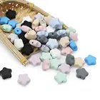 Бусины в форме звезды TYRY.HU 10 шт.лот, прорезыватели для зубов для детей сделай сам, цепочка-соска, пищевой силикон, Мультяшные бусины