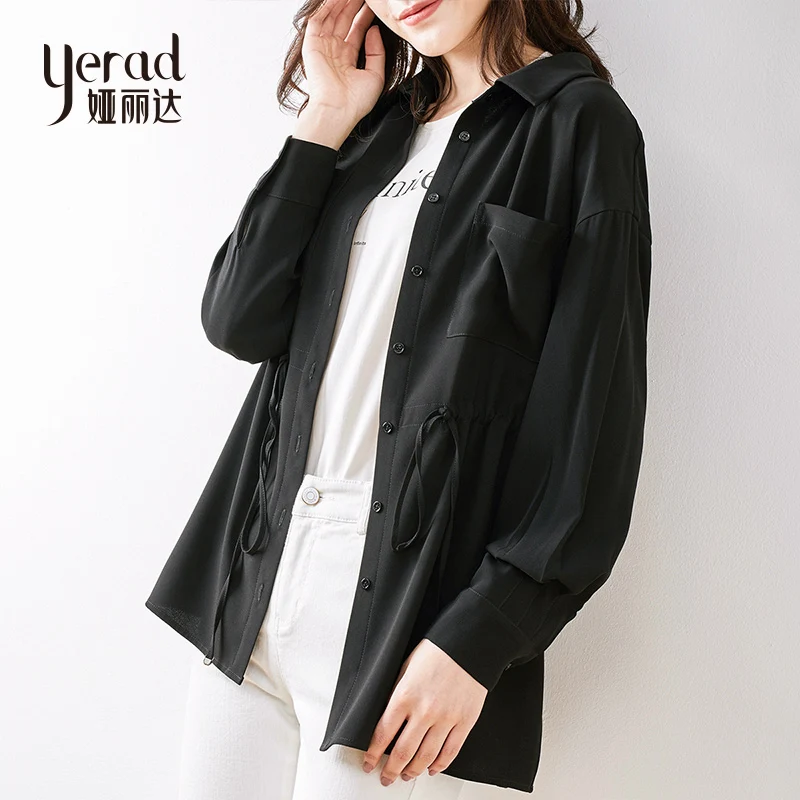 YERAD осенние женские повседневные свободные шифоновые рубашки с длинным рукавом и