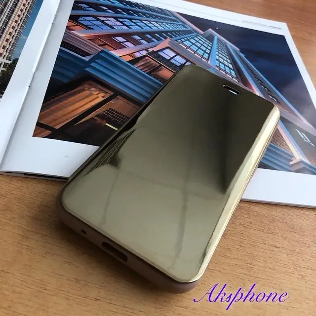 КНИЖКА Clear View Standing Cover для Samsung A6 Plus 2018 золотая зеркальная