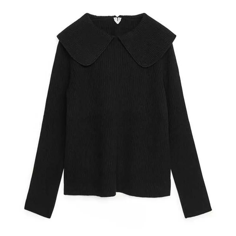 

Women Cardigan 2021 Fall/winter New Lapel Slit Wool Knit Cardigan