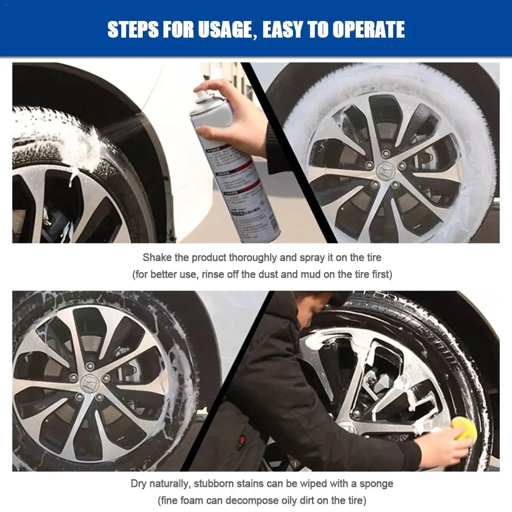

Tire Shine Spray Car Tire Wax Brightener Strong Decontamination Foam Cleaning Anti-aging Tire Hard Coat for Tire