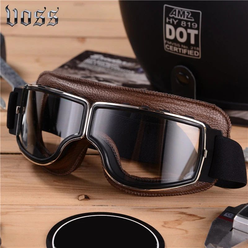 

2021 Newest -Style Leather Goggles Vintage Motorcycle Goggles Vintage Motorcycle Goggles Retro Jet Helmet Glasses