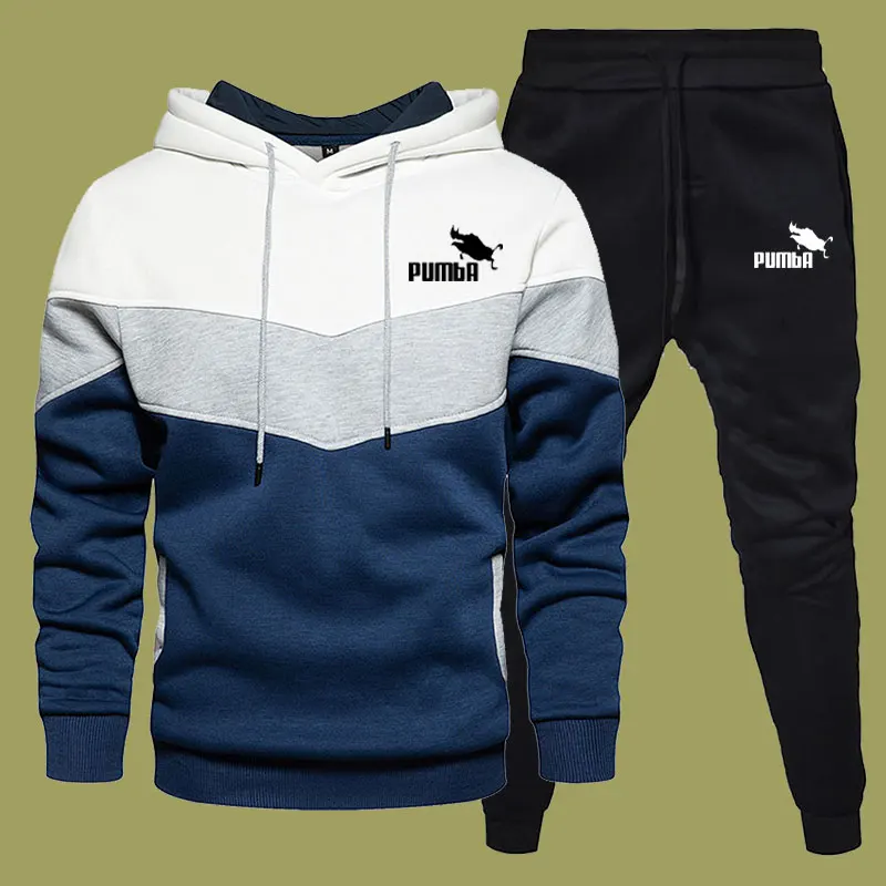 

2022 Spring New Hooded Sweatshirt Men's Sportswear Hip PUMBA Printed Hip Hop Men's Hoodie Set Jogger Running Tracksuit Jogging