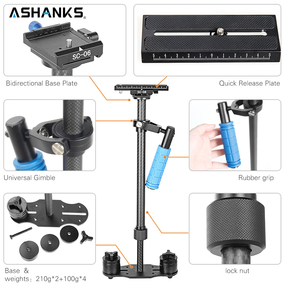 Стабилизатор для цифровой зеркальной камеры ASHANKS Steadicam Ручной из углеродного