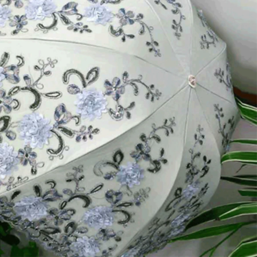 Кружевной прозрачный ветрозащитный зонтик для дождливой погоды женские