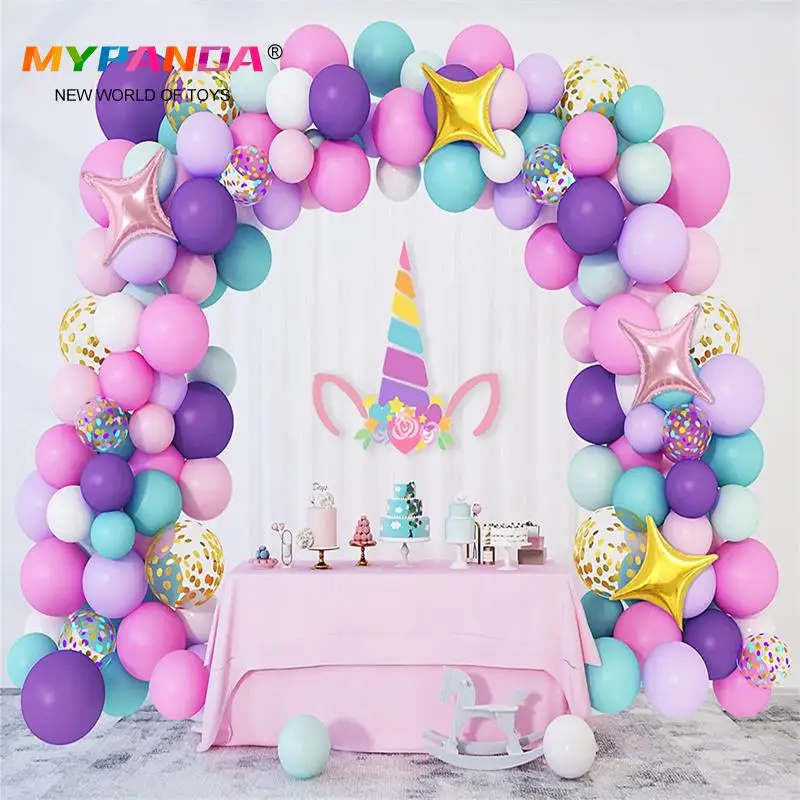 

107 шт. Единорог воздушный шар фотоэлемент конфеты воздушный шар АРОКА детский душ Радуга Девочка День рождения декорация фона