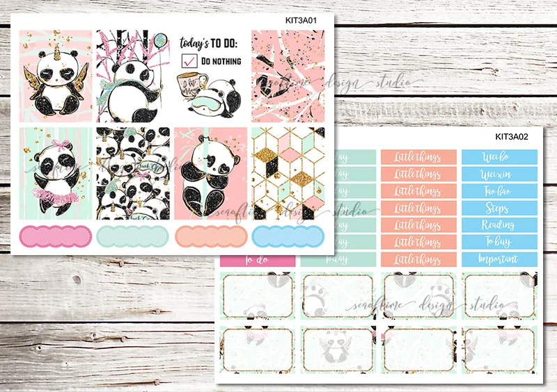 7 листов/упаковка милая панда еженедельная наклейка декоративная сделай сам