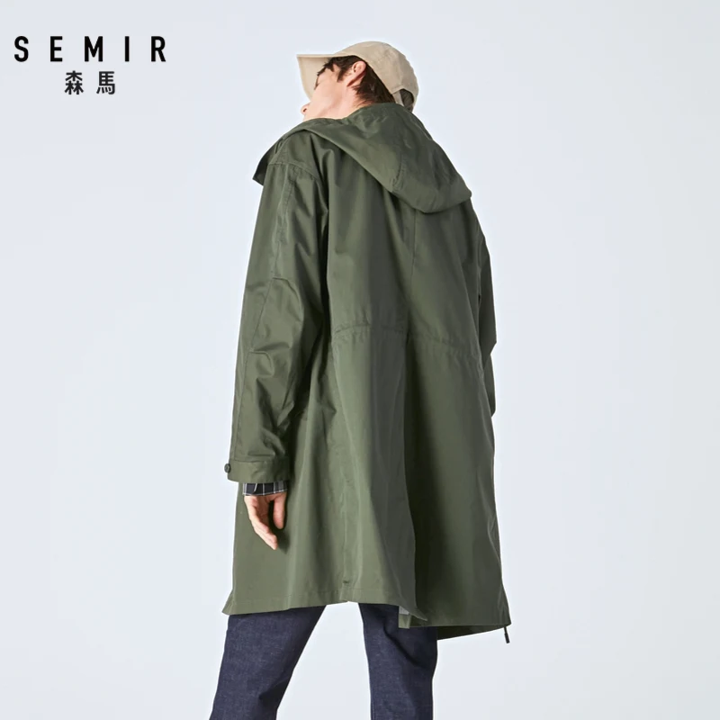 SEMIR Мужская ветровка осень свободный силуэт длинная куртка Корейская версия тренд красивый колено пальто