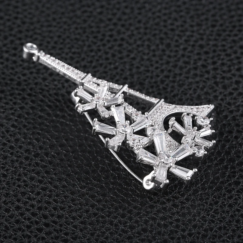 Броши Zhijia в виде романтической башни и цветка серебряного цвета булавки