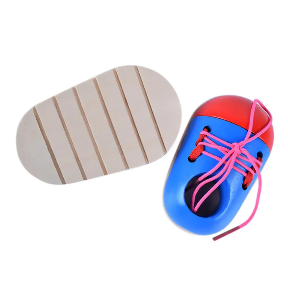 

2pcs Shoelace Threading Teaching Toys Lacing Shoes Early Educational Teaching Aids for Kids Toddler (Random Shoelace Color)