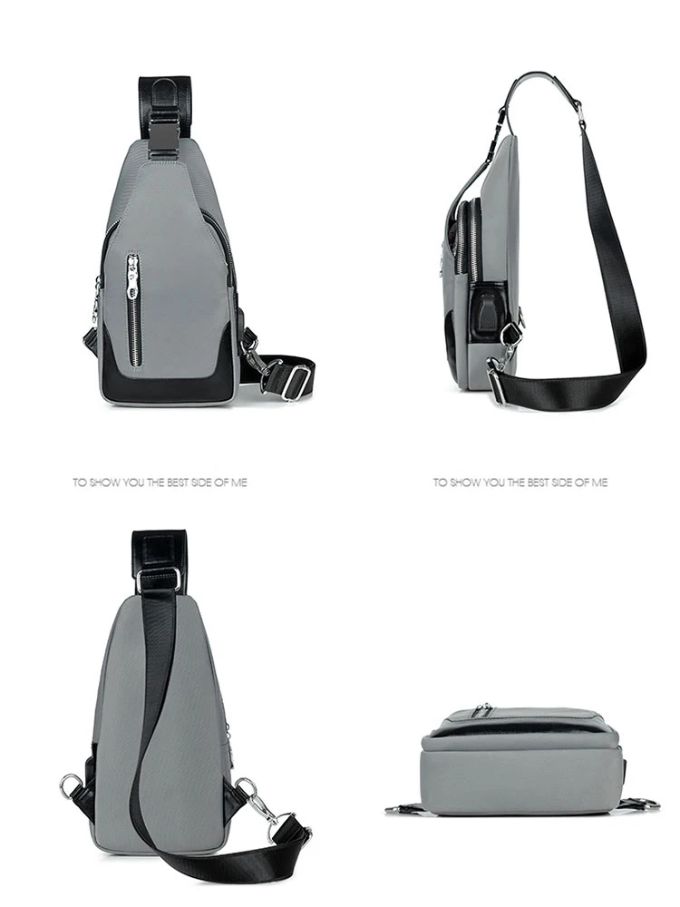 Мужская нагрудная сумка из ткани Оксфорд легкая дорожная через плечо с разъемом