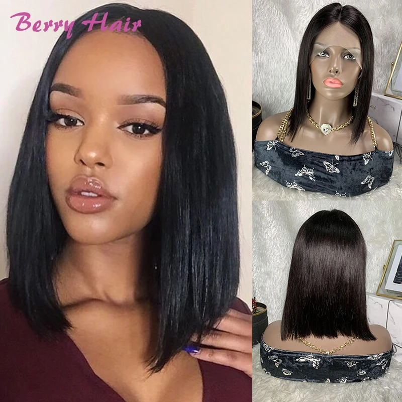 

Bob Lace Front Human Hair Wigs Cheap Brazilian Straight Short Bob Wig 13x1 T Part Lace Bob Wig Pre Plucked Human Hair Bob Wig