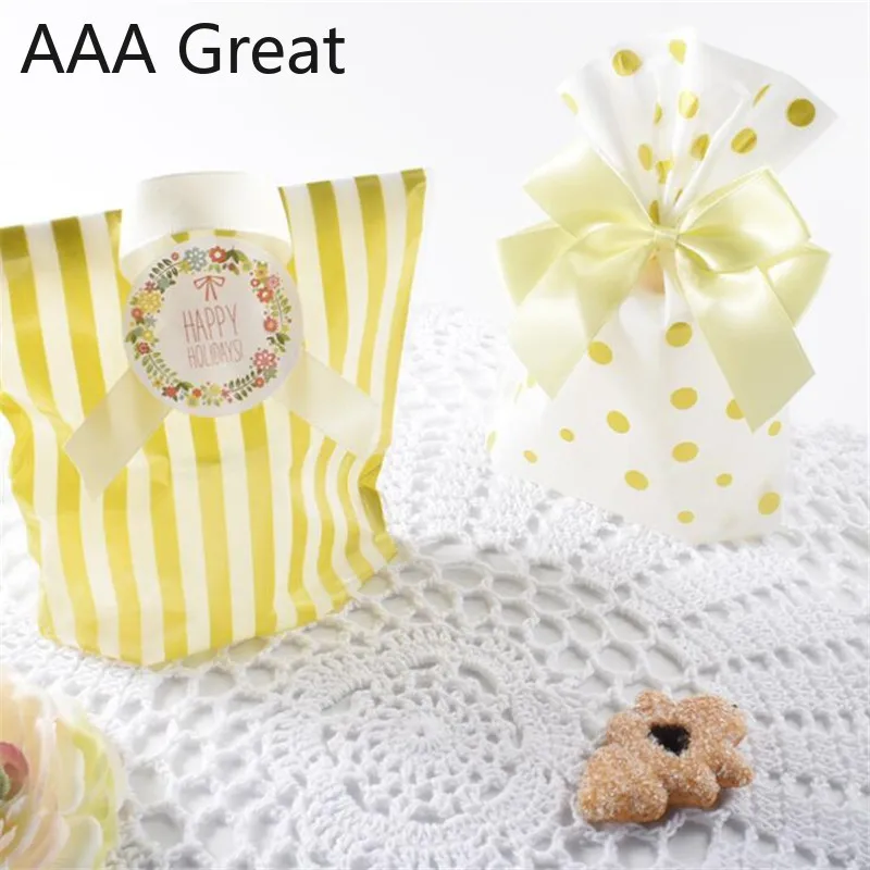 50Pcs/Lot Christmas Gifts Striped Dots Candy Bags for Party Favor Packing Bag Gift Plastic Biscuit Decoration Pouches Chocolate | Дом и сад