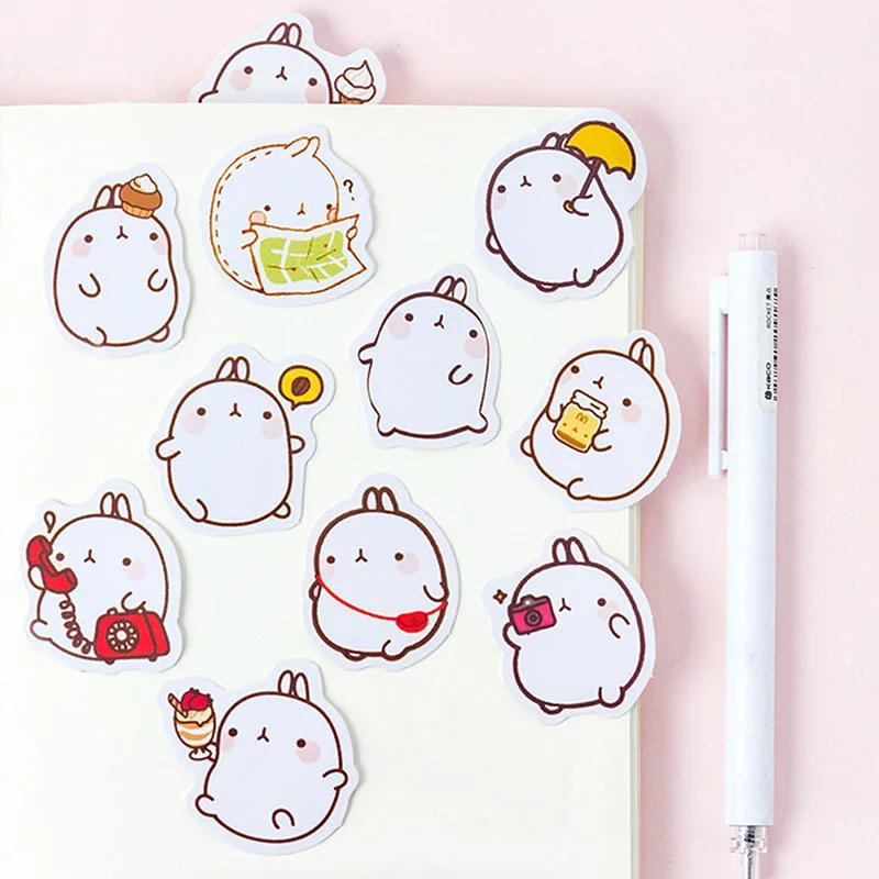 1 коробка милый Molang кролик этикетка наклейки Набор Декоративные Канцелярские наклейки Скрапбукинг DIY Дневник наклейкой