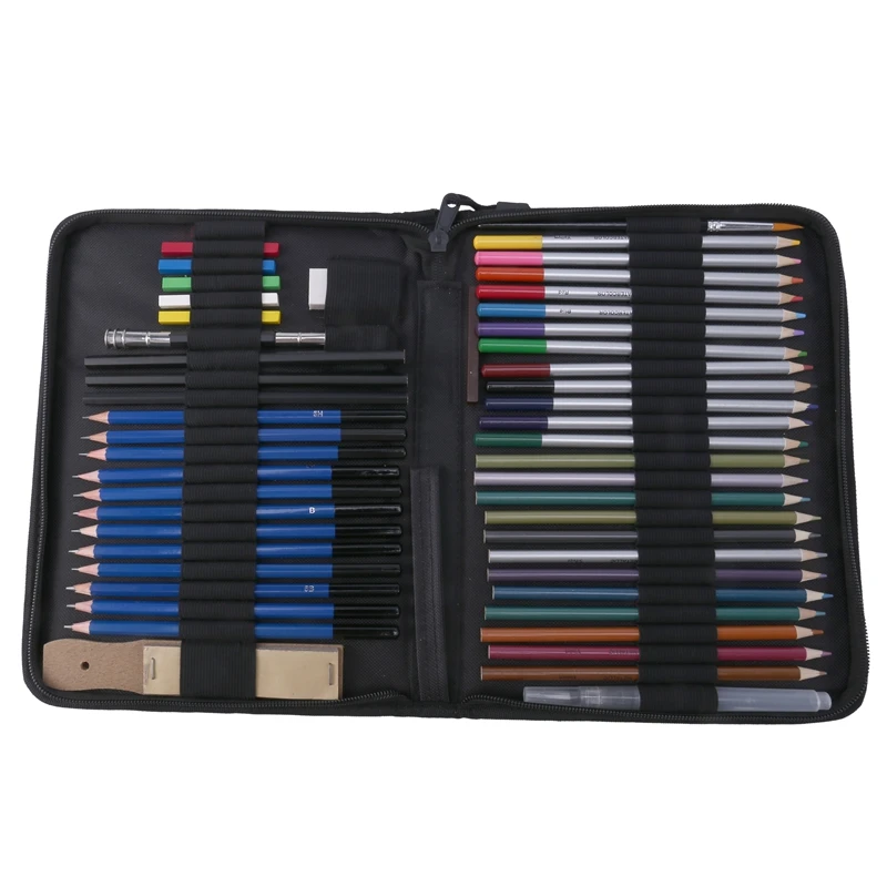 

Набор карандашей для рисования скетчей, 51 Набор цветных карандашей для рисования скетчей, профессиональный набор для рисования, инструмент...