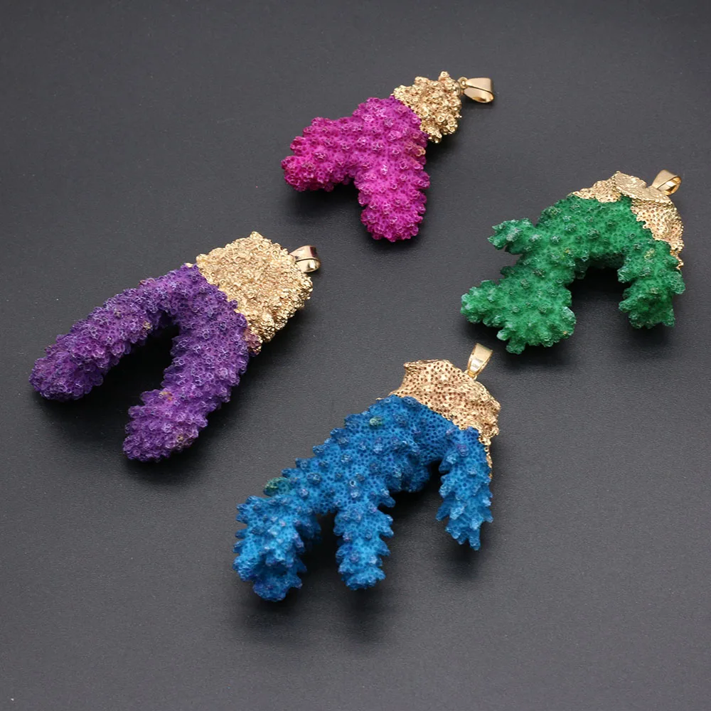 

Natural Stone Green Purple Coral Reef Phnom Penh Irregular Pendant Crafts For Woman Jewelry Making DIY Necklace Accessories Gift