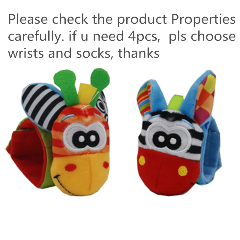 

1pcs Infant Newborn Socks Rattle Toys Wrist Rattle And Foot Socks Baby Sensory Toys Wrist Socks Animal Cute Cartoon Baby Sock