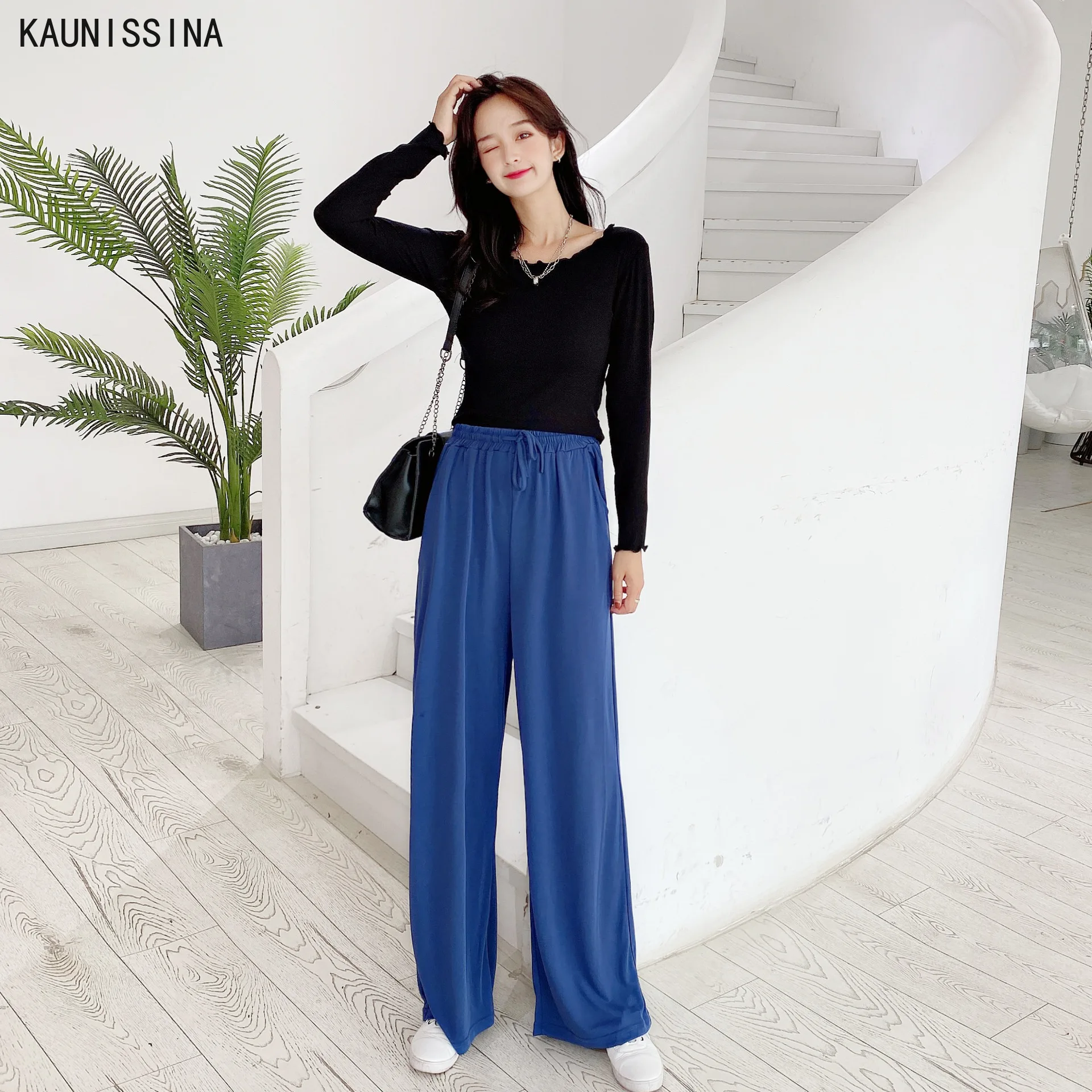 

Summer Women Wide Leg Pant Casual Loose Trousers Ladies High Elastic Waist Pants Female Spring Streetwear Sweatpants Plus Size