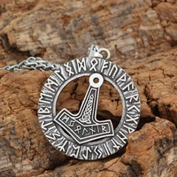 norse mythology viking odin thor hammer rune rune pendant necklace for men retro fashion glamour party jewelry accessories