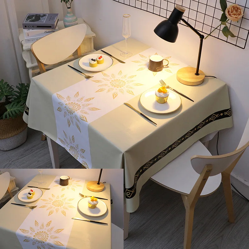 

Tablecloth Waterproof Anti-scald Oil-proof Coffee Table Table Cloth Square Household Pvc Tablecloth Rectangular Home decor