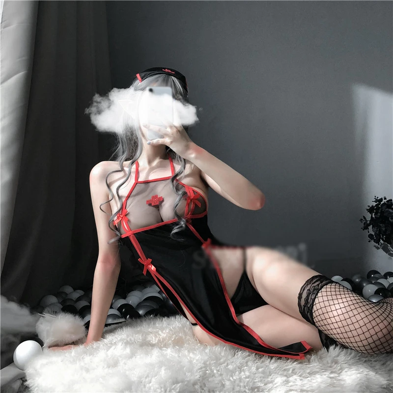 

Women Sexy Lingeries Set Erotic Backless Nurse Uniform Exotic Maid Waitress Servant Cosplay Costume Fancy Dress Set Nightgowns