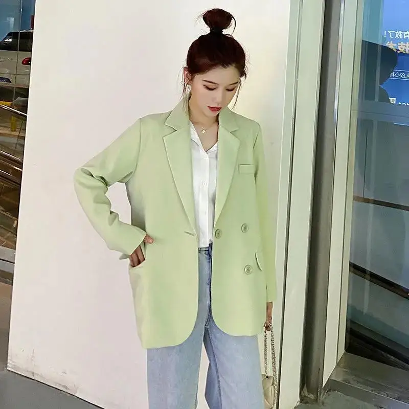 

Green Oversized Blazers Women Spring Autumn New Loose Long Sleeve Blazer Korean Casual Suit Jacket Female