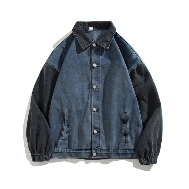 Куртка мужская демисезонная из денима однобортная свободная уличная одежда с