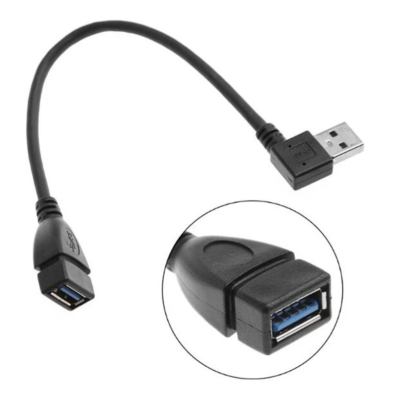 Usb 3 0 угол 90 градусов удлинитель адаптер Папа мама шнур данных левый|Кабели