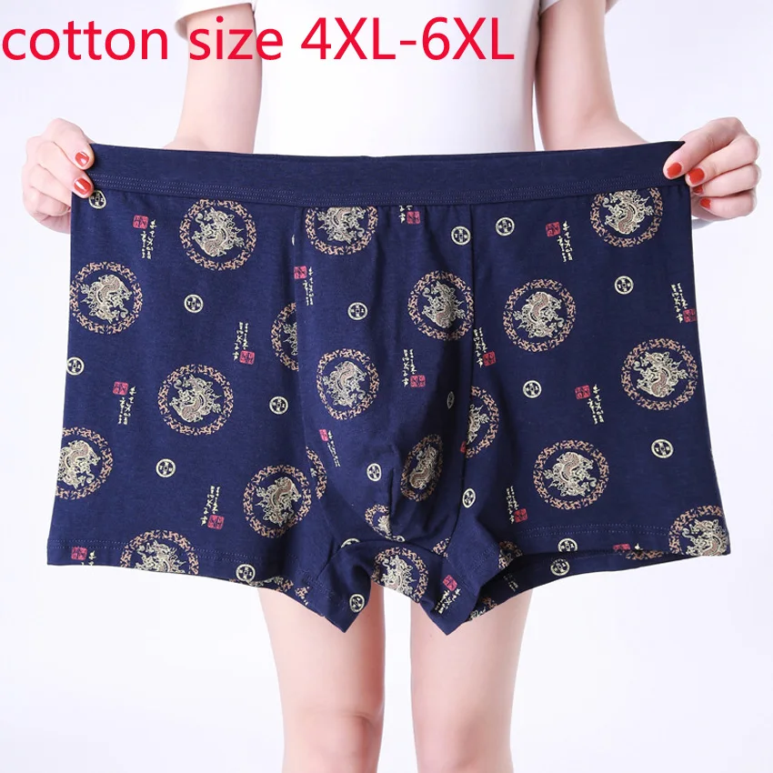 New Arrival Fashion Mens Large Cotton Loose Men Underwear Print Plus size 4XL 5XL 6XL