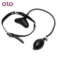olo inflatable mouth gag pu leather mouth stuffed restraints oral fixation band flirting sex toys for a couple adult games