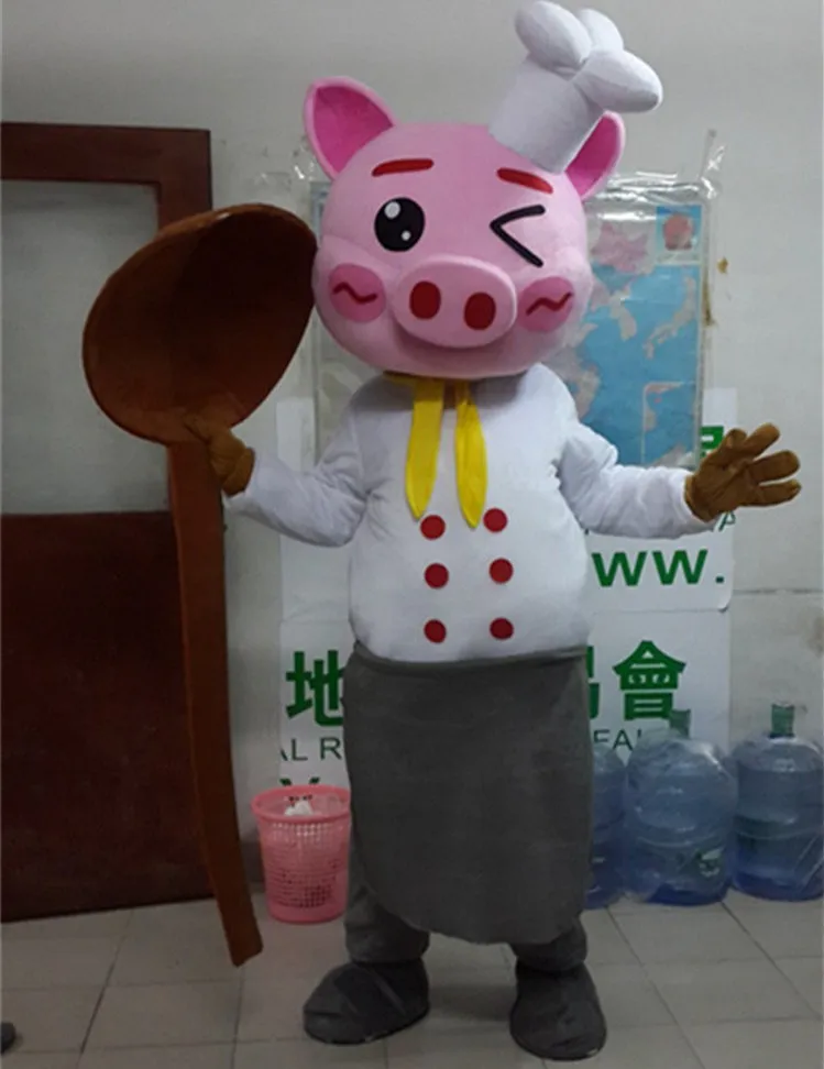 Мультяшный костюм свиньи талисман взрослый размер шеф повара свинка мультфильм